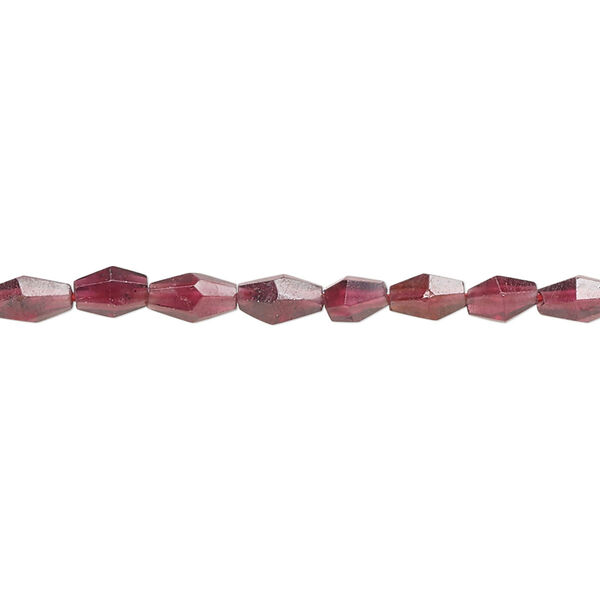 Bead, garnet (dyed), 5x3mm-8x5mm hand-cut faceted double cone, B grade, Mohs hardness 7 to 7-1/2. Sold per 14-inch strand. image number 0