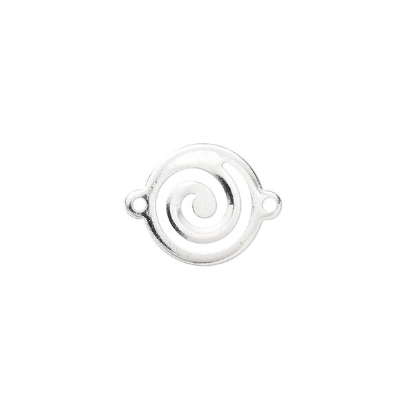 Link, silver-plated brass, 13mm round with swirl. Sold per pkg of 20. image number 0