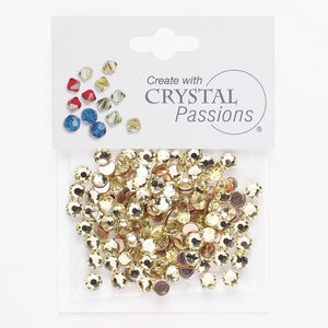 Flat back 1pkg144 jonquil, Crystal Passions&reg; rhinestone 4.60-4.80mm hotfix round SS20