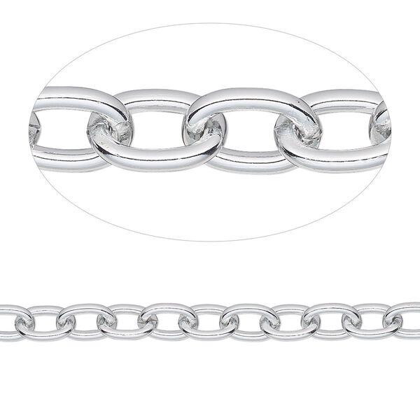 Chain 1pkg1 cable, 11mm, aluminum / anodized silver 25 foot unfinished image number 0