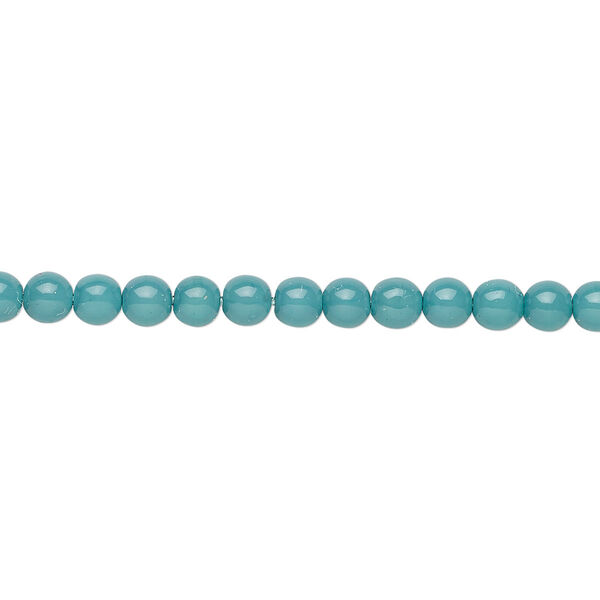 Bead, Czech dipped décor glass druk, opaque teal, 4mm round. Sold per 15-1/2" to 16" strand. image number 0
