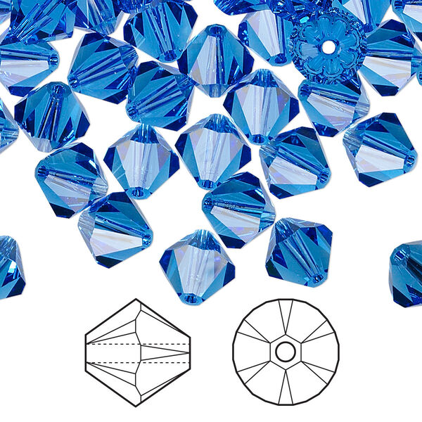 Bead 72pk sapphire, Crystal Passions® 8mm bicone 5328 image number 0