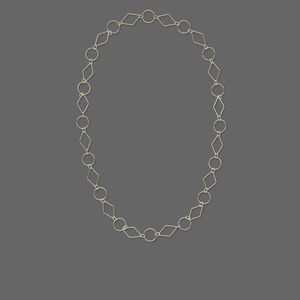 Necklace, 14Kt gold-filled, 21x14mm diamond and 14mm round linked with 6x4 oval, 24-inch continuous loop. Sold individually.