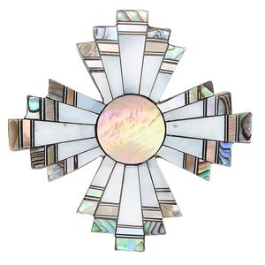 Focal, multi-shell / aluminum / resin (assembled), black, 40x40mm single-sided fancy cross. Sold individually.