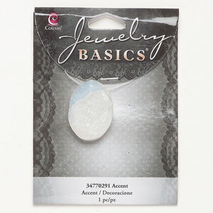 Focal 1pkg1, "druzy" glass, clear AB, 27x18mm-32x23mm top-drilled oval.