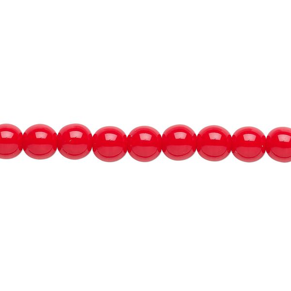 Bead, Czech glass druk, opaque red, 6mm round. Sold per 15-1/2" to 16" strand. image number 0