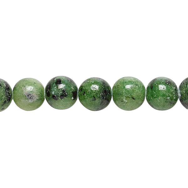 Bead, ruby in zoisite (natural), 8mm round, B grade, Mohs hardness 6 to 7. Sold per 15-1/2" to 16" strand. image number 0