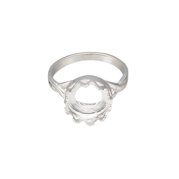 Ring, sterling silver, 11.5mm wide with 10mm round cabochon bezel setting, size 7. Sold individually. image number 0
