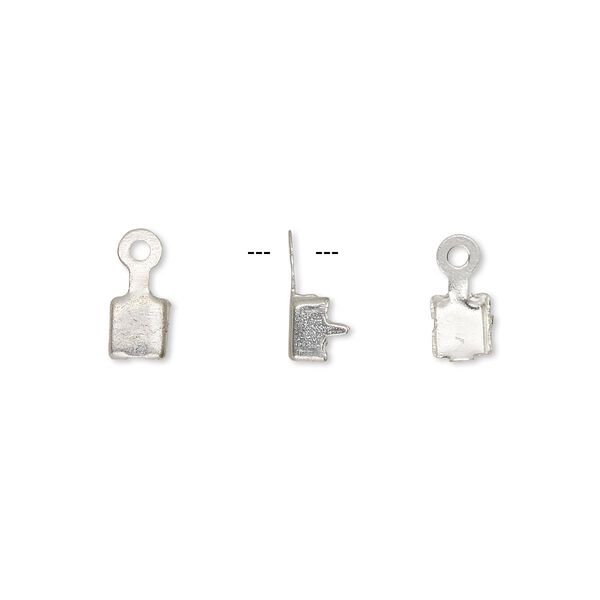 Connector, silver-finished brass, 4.5x4.5mm, fits 4mm cupchain. Sold per pkg of 50. image number 0