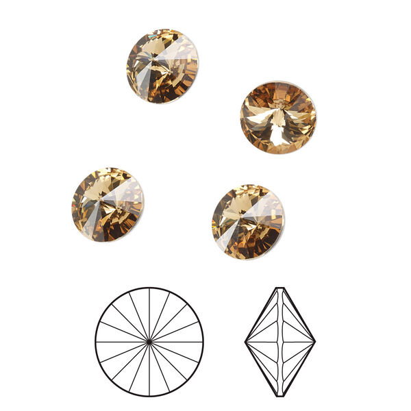 Chaton 8pk light Colorado topaz foil back, Crystal Passions® 8.16-8.41mm rivoli SS39 1122 image number 0