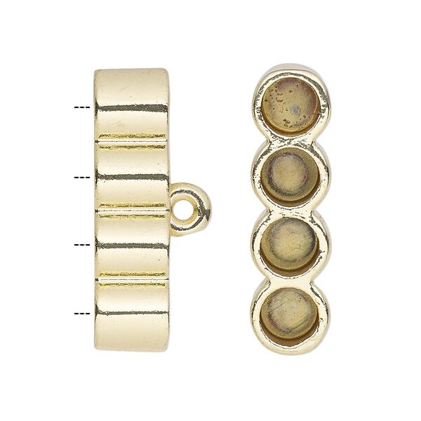 Cord end, glue-in, gold-finished "pewter" (zinc-based alloy), 29.5x8mm 4-strand barrel, 5.5 inside diameter. Sold per pkg of 2. image number 0