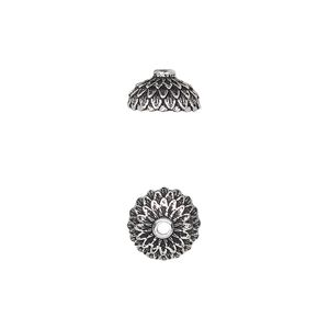 Bead cap, TierraCast®, antique silver-plated pewter (tin-based alloy), 9.5mm round with acorn cap design, fits 8mm bead. Sold per pkg of 20.