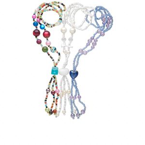 Necklace mix, glass, multiple colors, shapes and sizes, 38-inches. Sold per pkg of 3.