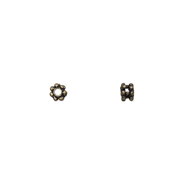 Bead, antique brass-finished "pewter" (zinc-based alloy), 4x3mm double rondelle. Sold per pkg of 24. image number 0