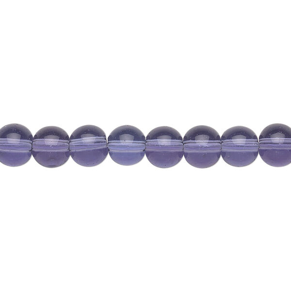 Bead, glass, violet, 6mm round. Sold per 36-inch strand. image number 0