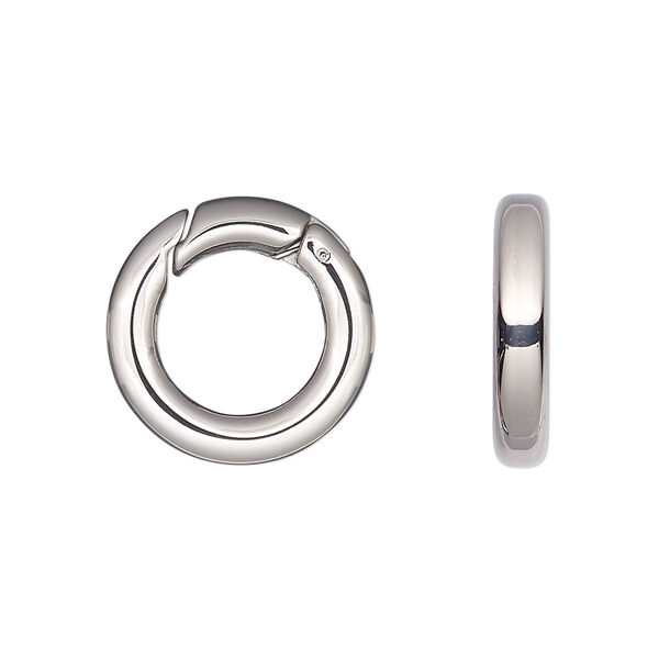 Clasp, self-closing hook, stainless steel, 18mm round with rounded edges. Sold individually. image number 0