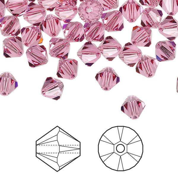 Bead 360pk rose, Crystal Passions® 6mm bicone 5328 image number 0
