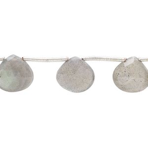 Labradorite 1pkg11, hand-cut top-drilled faceted puffed teardrop bead natural 10mm-13x12mm