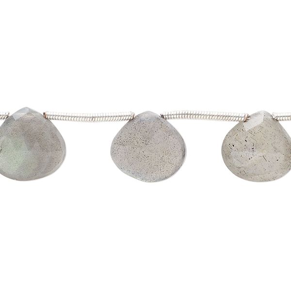 Labradorite 1pkg11, hand-cut top-drilled faceted puffed teardrop bead natural 10mm-13x12mm image number 0