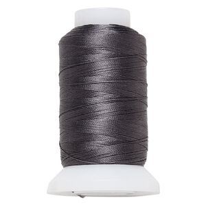 Thread, Purely Silk™, dark grey, size C. Sold per 310-yard spool.