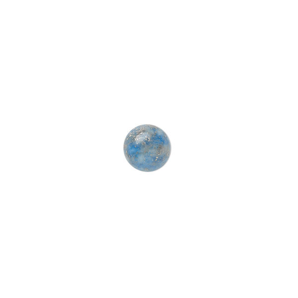 Cabochon, denim lapis (natural), 6mm calibrated round, C grade, Mohs hardness 5 to 6. Sold per pkg of 10. image number 0