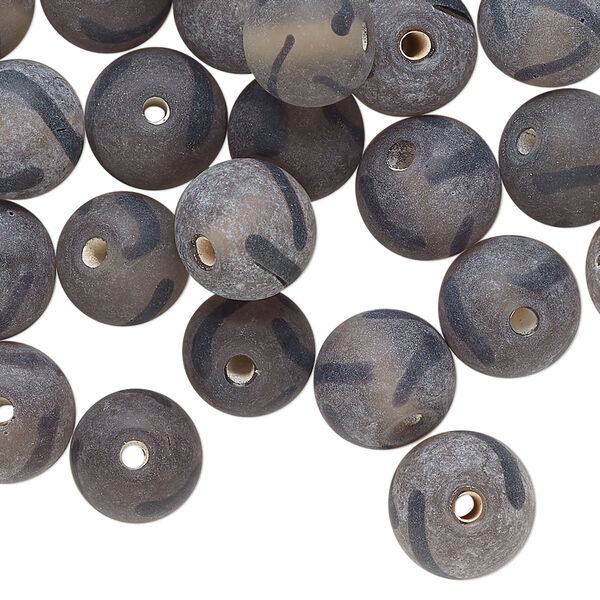 Bead, lampworked glass, opaque dark grey, 10mm round. Sold per 2-ounce pkg, approximately 40 beads. image number 0