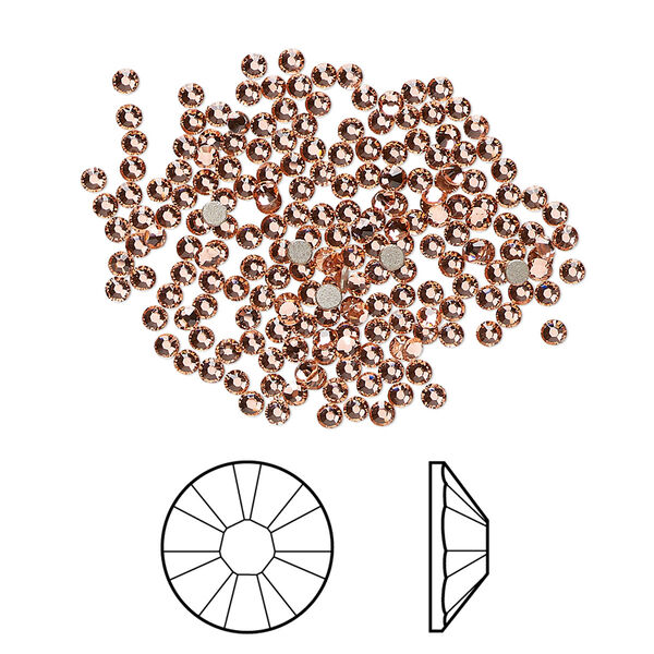 Flat back 144pk rose peach foil back, Crystal Passions® 1.7-1.9mm rose round SS5 2058 image number 0