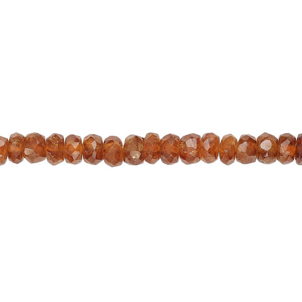 Bead, spessartite garnet (natural), 3x1mm-4x3mm hand-cut faceted rondelle, C+ grade, Mohs hardness 7 to 7-1/2. Sold per 15" to 16" strand. image number 0