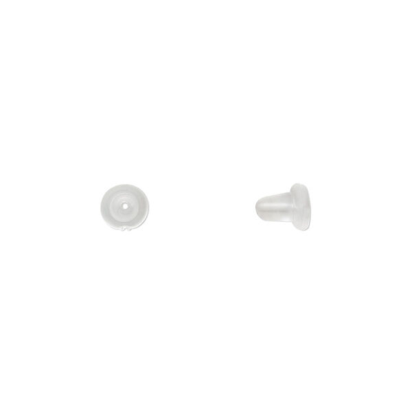 Earnut, rubber, clear, 5x4mm. Sold per pkg of 500 pairs. image number 0