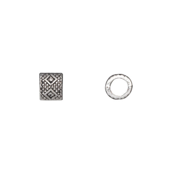 Bead, antique silver-plated "pewter" (zinc-based alloy), 6mm tube. Sold per pkg of 50. image number 0