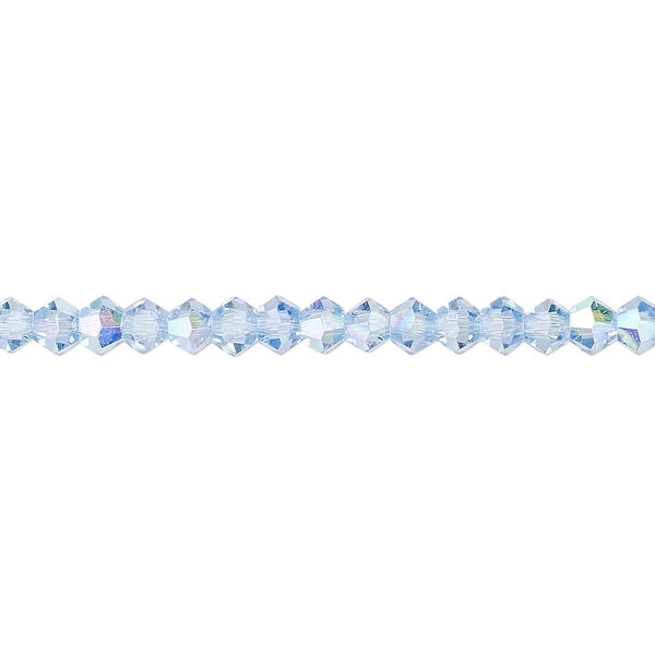 Bead 1pk transparent light blue AB, Celestial Crystal® 4mm bicone 15.5-16 inch image number 0