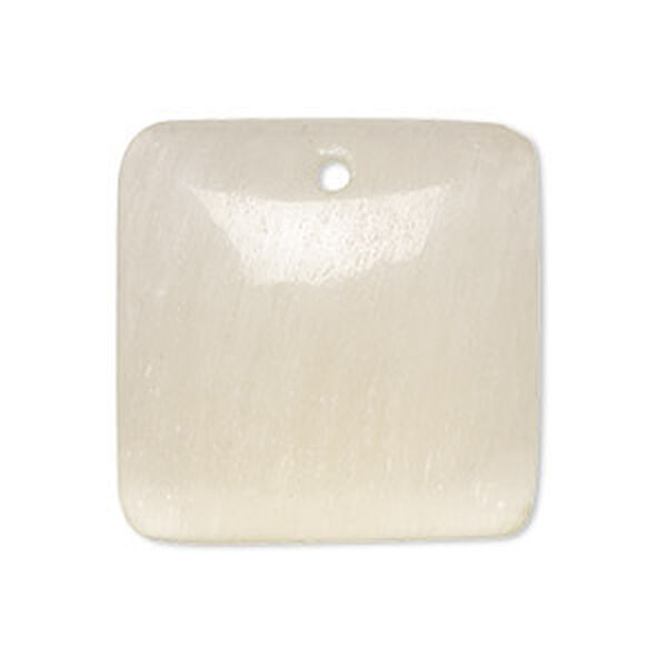 Focal, golden selenite (waxed), 28-30mm hand-cut one-sided puffed square, B grade, Mohs hardness 2 to 2-1/2. Sold individually. image number 0