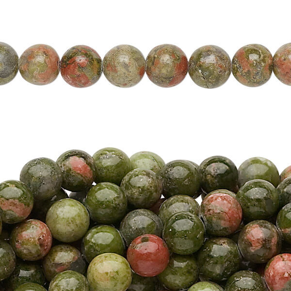 Unakite 1pkg10, round bead natural 15.5-16 inch 6mm image number 0