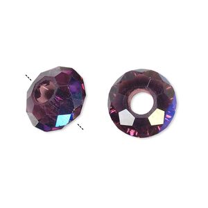 Bead 12pk 32 facets translucent medium purple AB, Celestial Crystal® Dione® 14x8mm rondelle