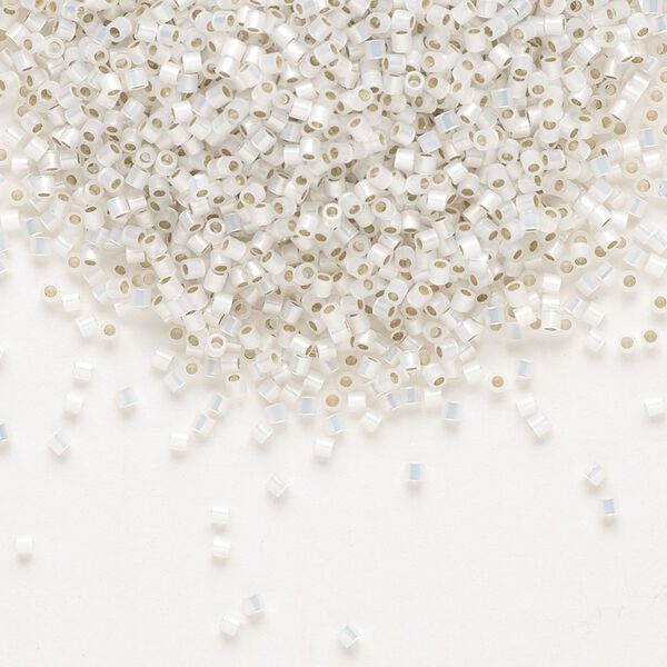 Seed bead, Delica®, glass, pkg/250g, #15 round, translucent silver-lined opal (DBS-0221). image number 0
