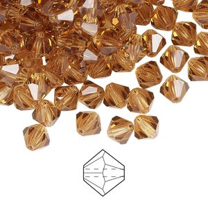 Bead 288pk light Colorado topaz, Preciosa Czech crystal 6mm bicone