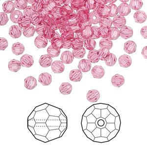 Bead 720pk rose, Swarovski® 4mm round 5000