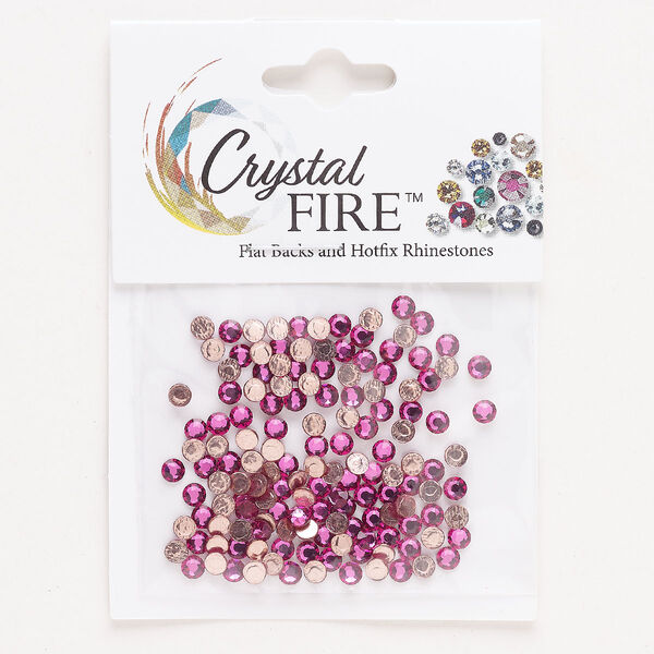 Flat back 144pk fuchsia, Crystal Fire® 3.00-3.12mm hotfix round SS12 image number 0