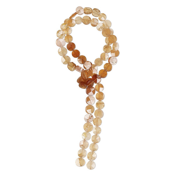 Bead, hessonite garnet (natural), shaded, 5-6mm hand-cut faceted flat round, B+ grade, Mohs hardness 7 to 7-1/2. Sold per 14-inch strand, approximately 65 beads. image number 0