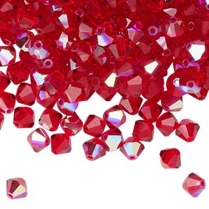 Bead 576pk light Siam glitter, Preciosa Czech crystal 5mm bicone