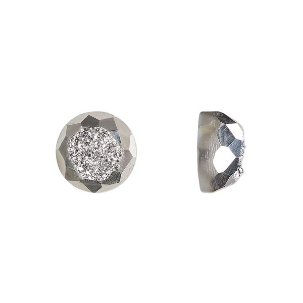 Druzy agate 1pkg1, hand-cut calibrated faceted round cab 10mm image number 0