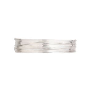 Wire, Argentium® silver, full-hard, round, 26 gauge. Sold per pkg of 5 feet.