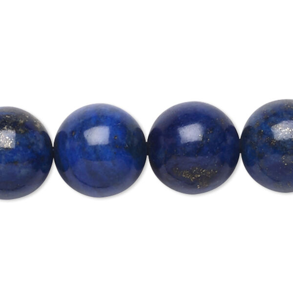 Bead, lapis lazuli (dyed), 13-14mm smooth round, C grade, Mohs hardness 5 to 6. Sold per 15-inch strand. image number 0