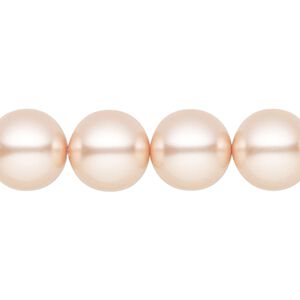 Pearl 30pk peach, Preciosa Czech crystal 12mm round
