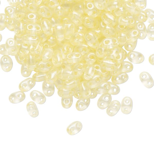 Seed bead, Preciosa Twin™ Czech glass, pkg/250g, 5x2.5mm oval, transparent light yellow terra pearl clear, (08186). image number 0