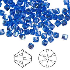 Bead 48pk sapphire shimmer, Crystal Passions® 4mm bicone 5328