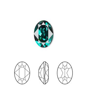 Fancy stone 12pk emerald foil back, Crystal Passions® 14x10mm oval 4120