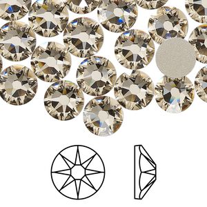 Flat back 12pk light silk foil back, Crystal Passions® 8.412-8.672mm rose round SS40 2088