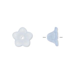 Component, acrylic, translucent frosted light blue, 11x7mm flower. Sold per pkg of 100.