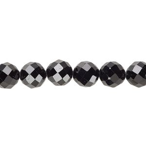 Black tourmaline 1pkg1, hand-cut faceted round bead natural 15.5-16 inch 8mm